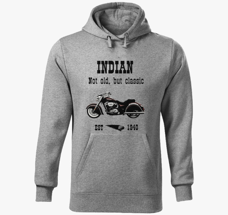 Klasszikus Indián Motor kapucnis pulóver — Sötétszürke