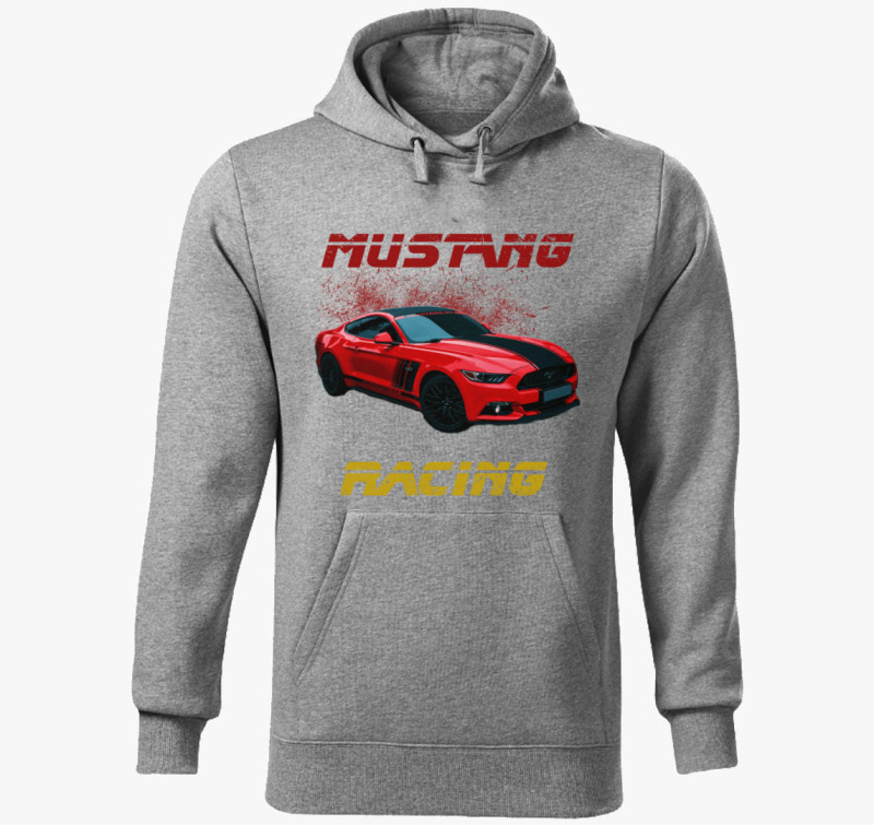 Mustang Racing kapucnis pulóver — Sötétszürke