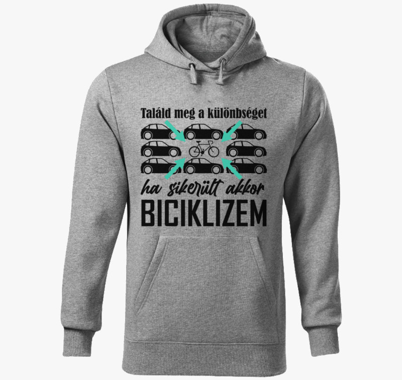 Biciklis különbség kapucnis pulóver — Sötétszürke