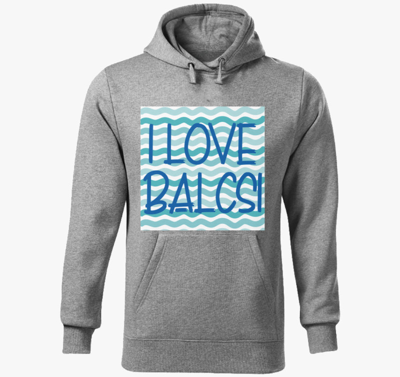 I love Balcsi kapucnis pulóver — Sötétszürke