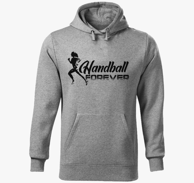 Handball forever feliratos kapucnis pulóver — Sötétszürke