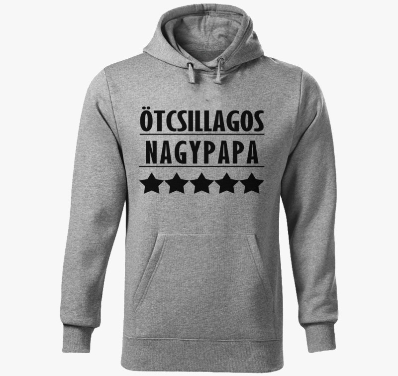 Ötcsillagos nagypapa kapucnis pulóver — Sötétszürke
