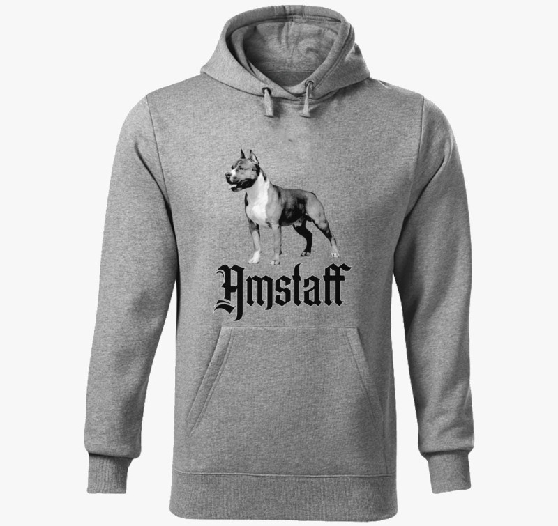 Amstaff kutya kapucnis pulóver — Sötétszürke