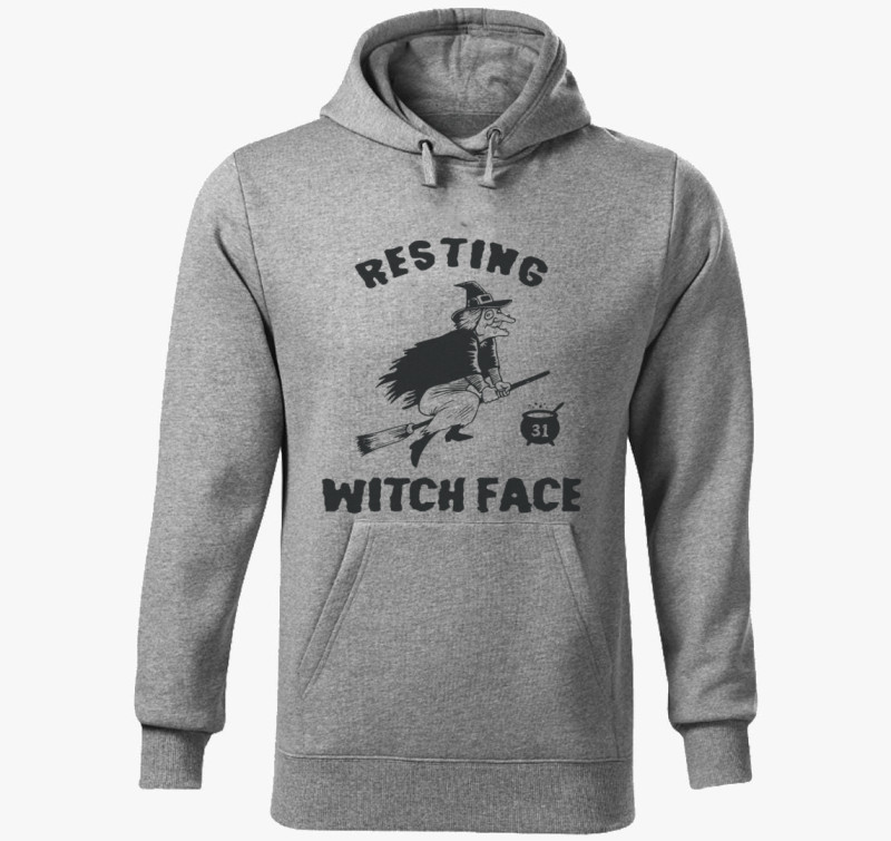 Resting Witch Face kapucnis pulóver — Sötétszürke