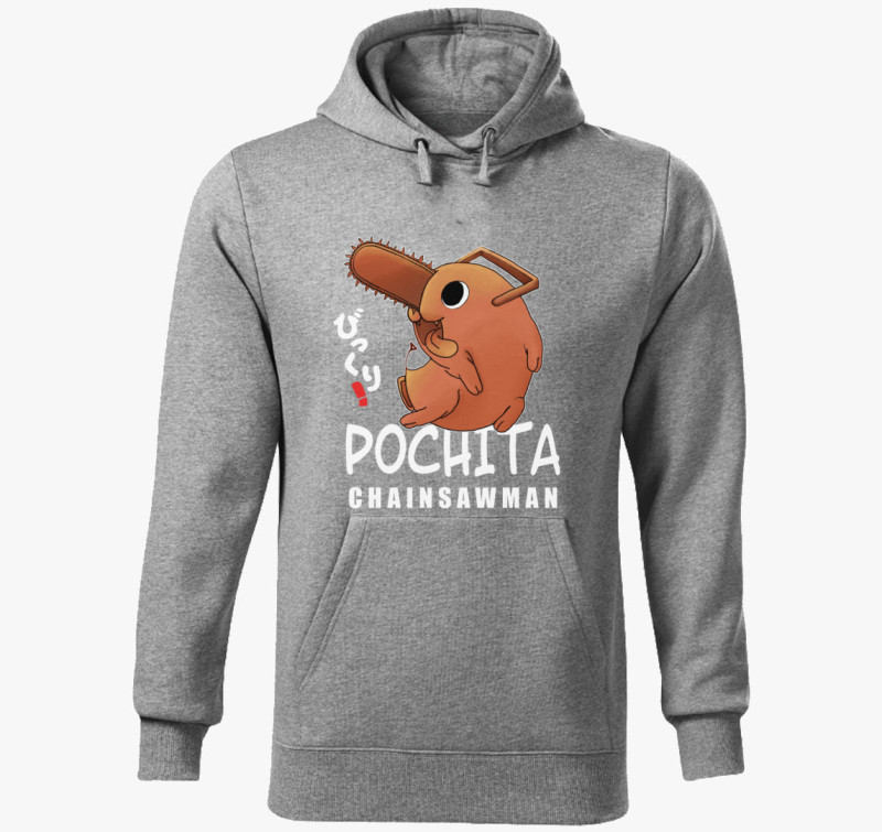 Pochita art kapucnis pulóver — Sötétszürke