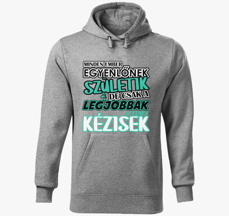 Egyenlőnek születik kézis kapucnis pulóver — Sötétszürke