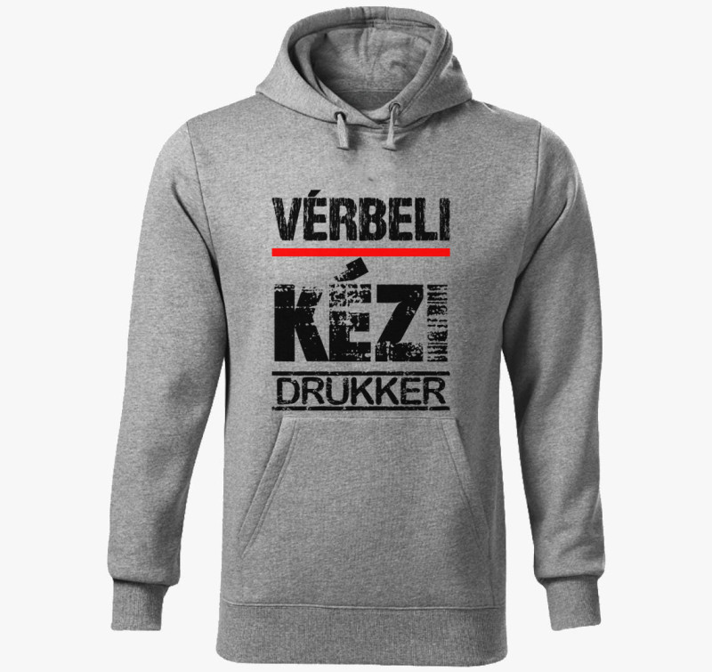 Vérbeli kézi drukker kapucnis pulóver — Sötétszürke