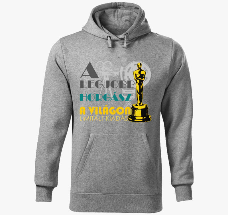 Oscar díjas horgász kapucnis pulóver — Sötétszürke