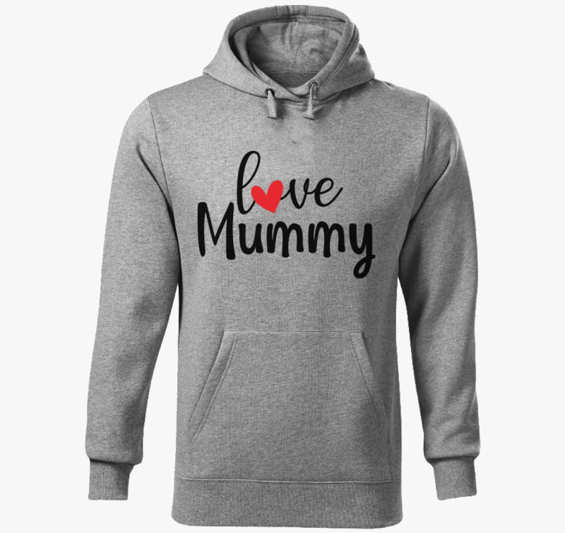 Love Mummy kapucnis pulóver — Sötétszürke