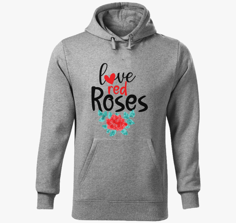 Love Roses kapucnis pulóver — Sötétszürke