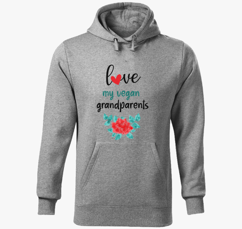 Love my Vegan Grandparents kapucnis pulóver — Sötétszürke