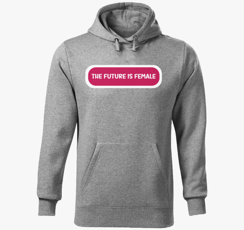 Future is female pink kapucnis pulóver — Sötétszürke