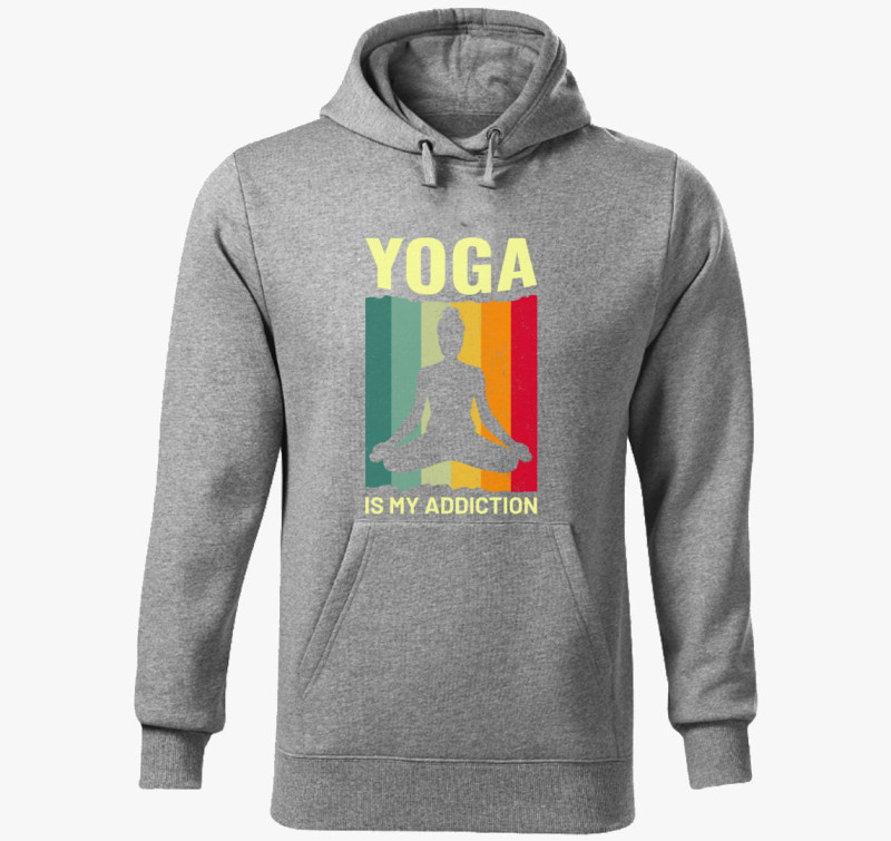 Yoga is my addiction kapucnis pulóver — Sötétszürke
