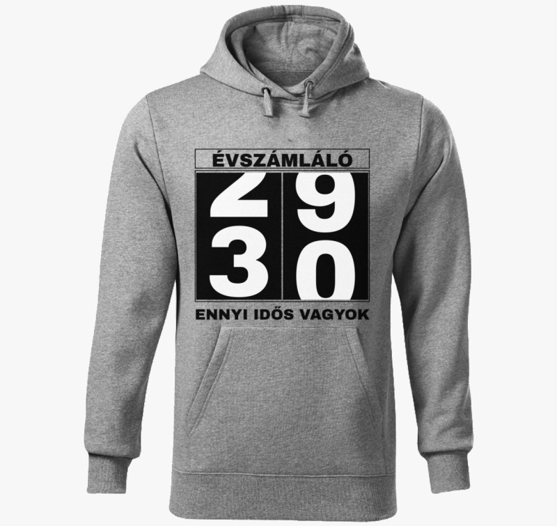 Évszámláló 30 éves szülinapi kapucnis pulóver — Sötétszürke