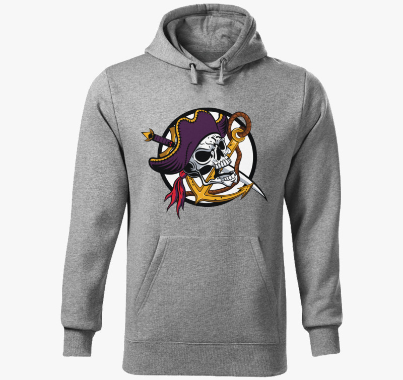 Pirate skull 3 kapucnis pulóver — Sötétszürke