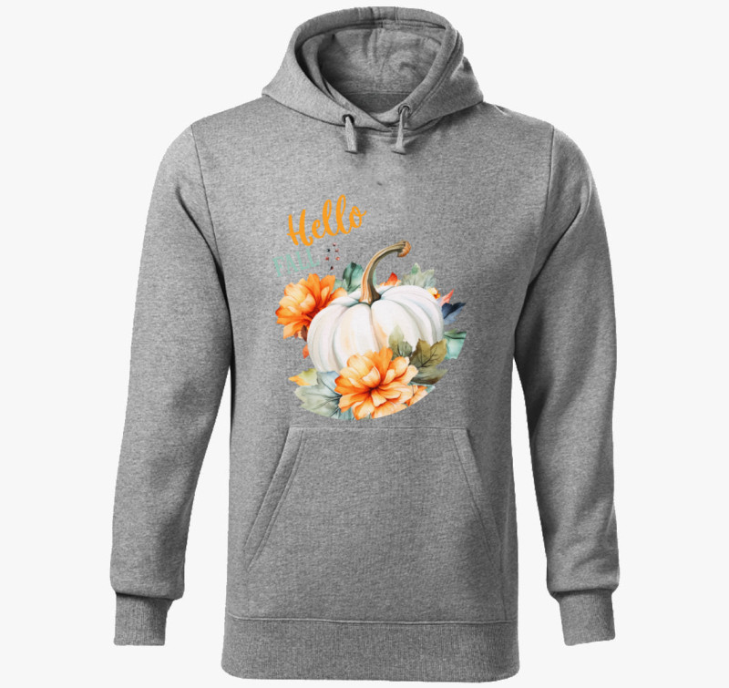 Hello fall pumpkin kapucnis pulóver — Sötétszürke