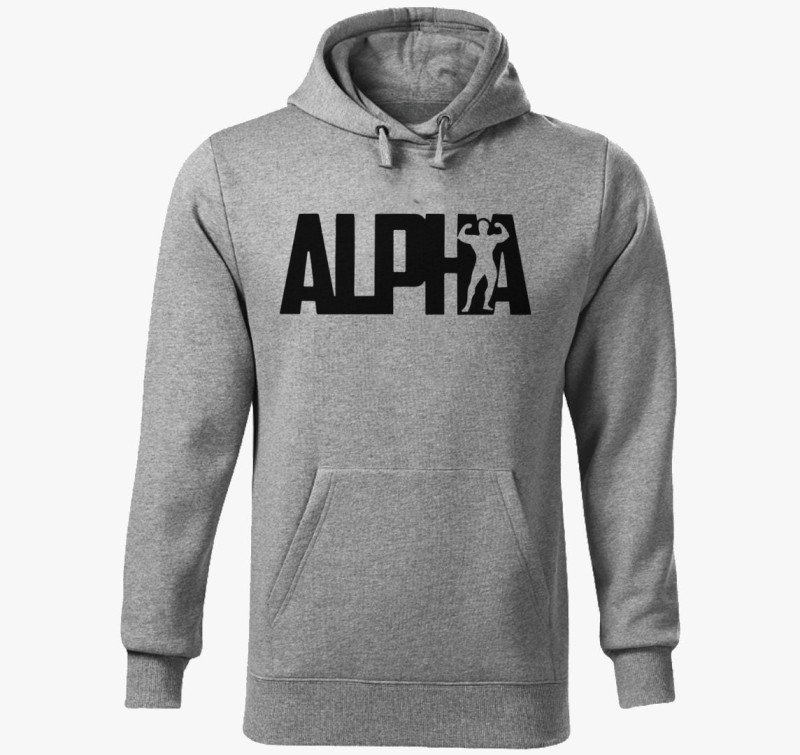 Alpha kapucnis pulóver — Sötétszürke