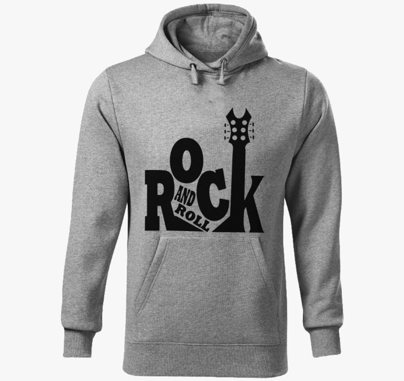 Rock and roll feliratú kapucnis pulóver — Sötétszürke