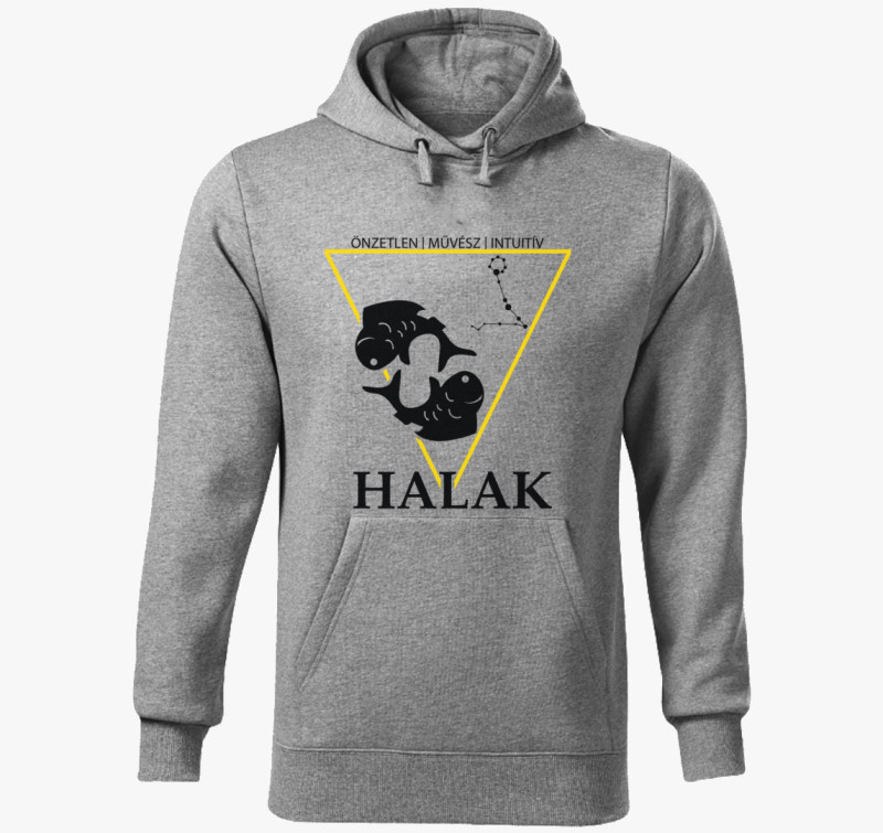 Horoszkóp HALAK kapucnis pulóver — Sötétszürke