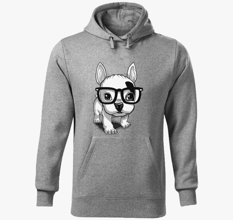 Frenchie puppy kapucnis pulóver — Sötétszürke