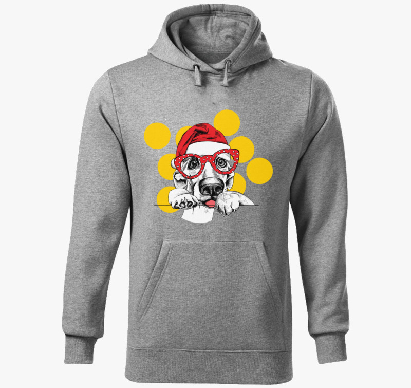 Santa dog kapucnis pulóver — Sötétszürke