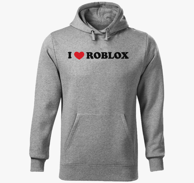 I love Roblox kapucnis pulóver — Sötétszürke