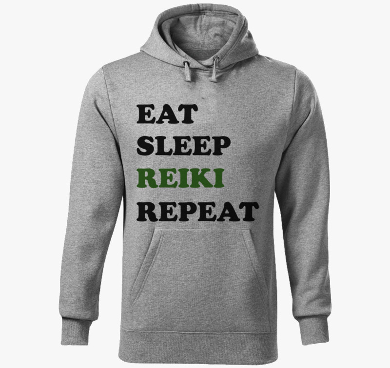 Reiki repeat kapucnis pulóver — Sötétszürke