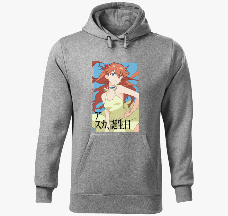 Neon Genesis Evangelion - Asuka kapucnis pulóver — Sötétszürke