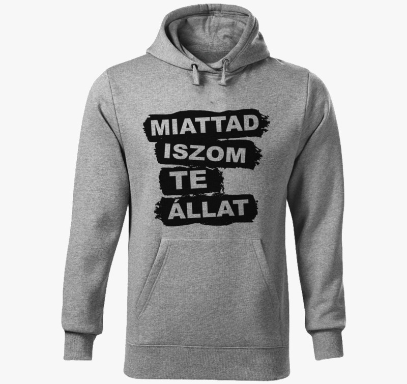 Miattad iszom te állat - kapucnis pulóver — Sötétszürke
