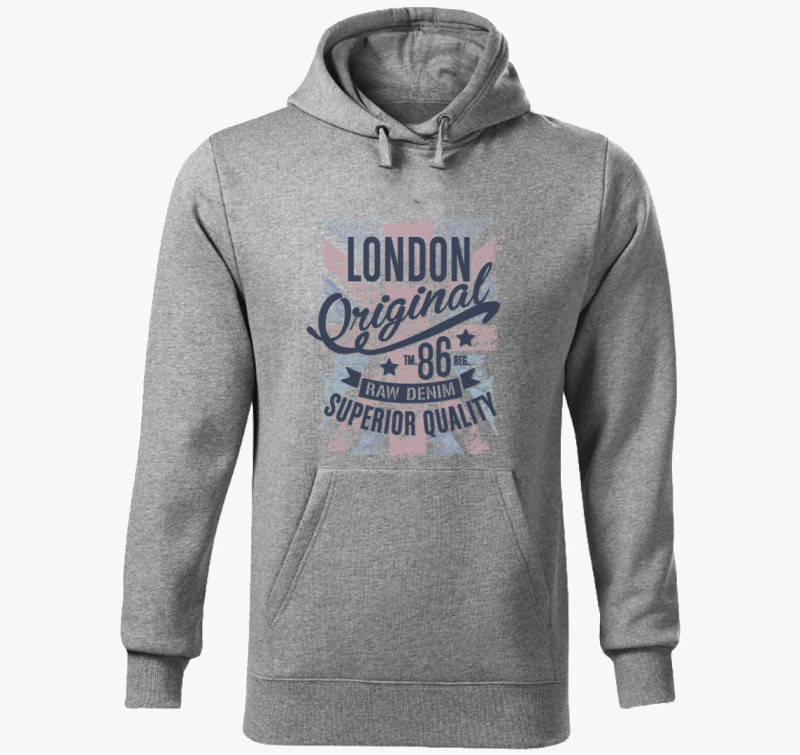 London Original - Prémium kapucnis pulóver — Sötétszürke