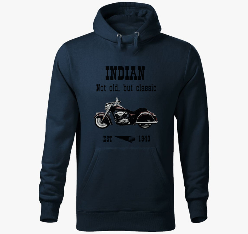 Klasszikus Indián Motor kapucnis pulóver — Tengerészkék
