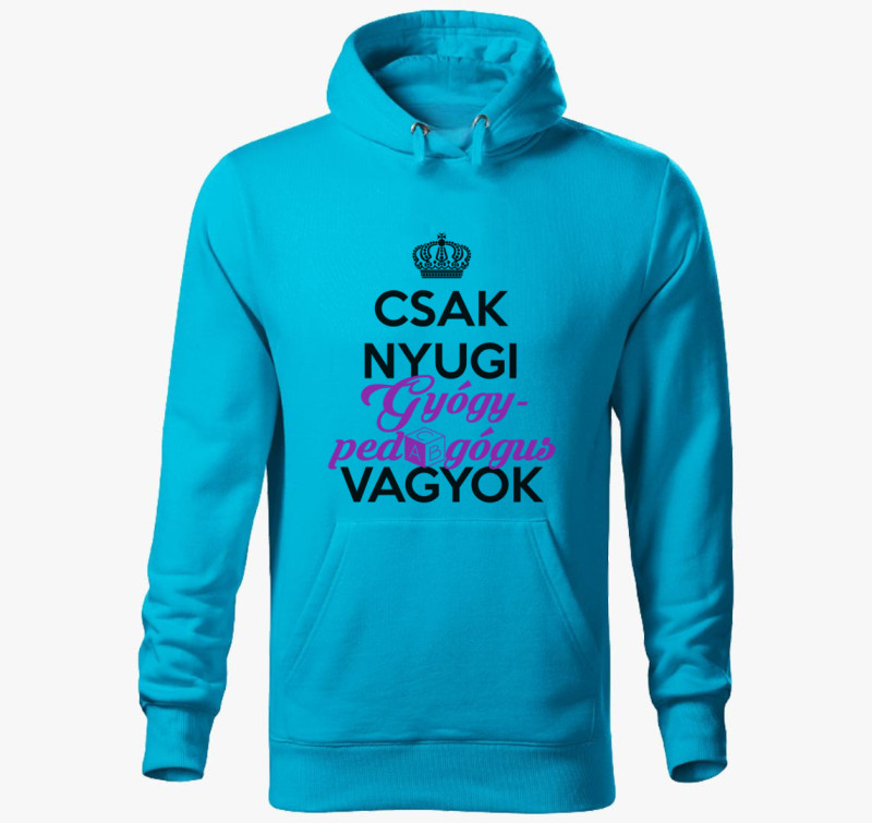 Gyógypedagógus kapucnis pulóver — Türkiz
