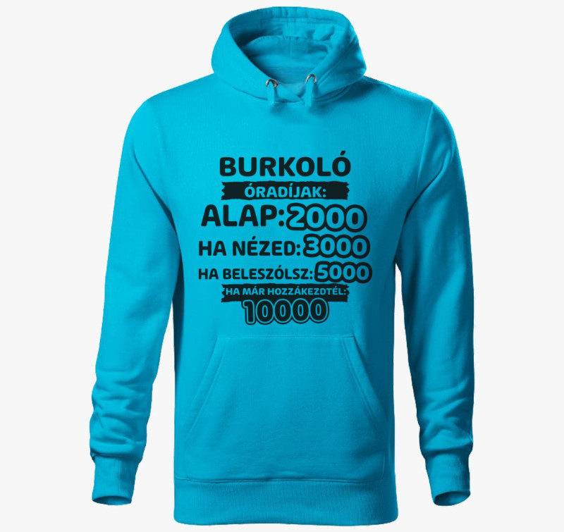 Burkoló óradíjak munka kapucnis pulóver — Türkiz