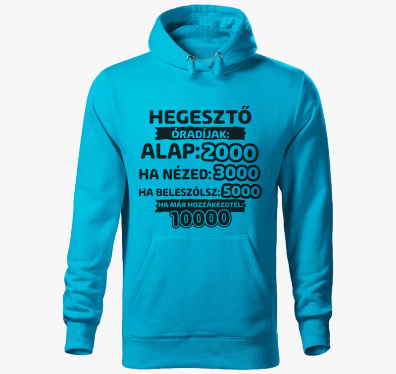 Hegesztő óradíjak munka kapucnis pulóver — Türkiz