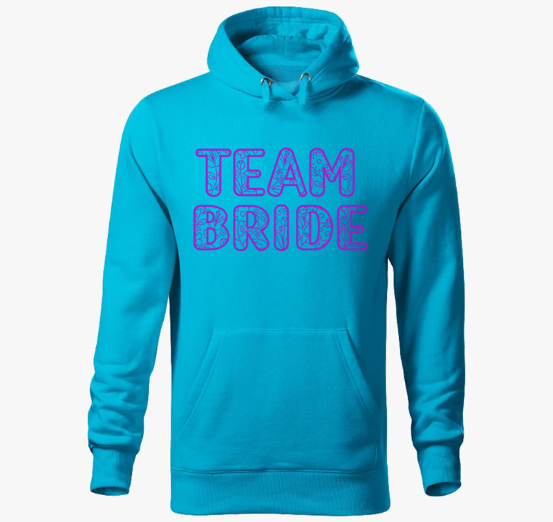 TEAM Bride virágos pink kapucnis pulóver — Türkiz