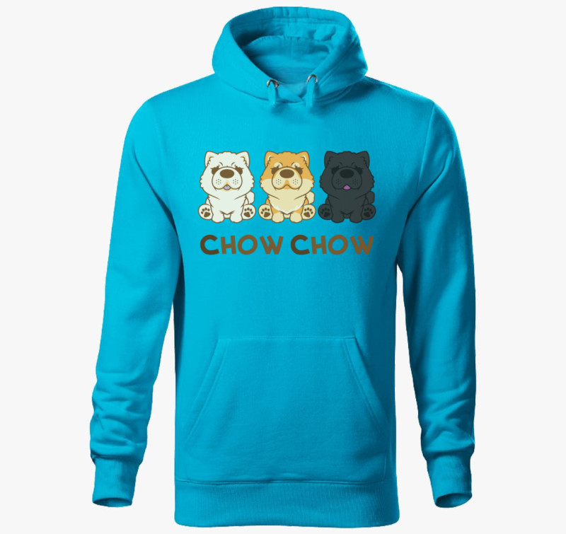 Chow Chow kapucnis pulóver — Türkiz