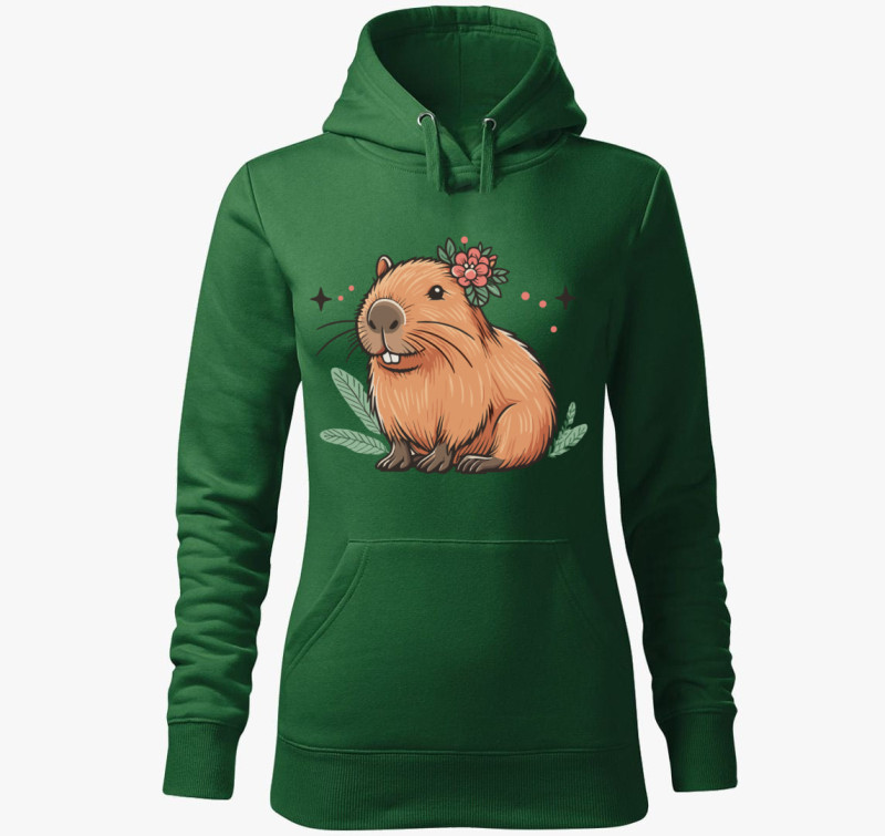 Capybara lány kapucnis pulóver — Üvegzöld