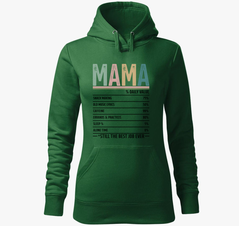 Mama összetétel kapucnis pulóver — Üvegzöld
