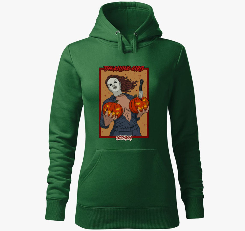 Halloween Michael Myers női tökös kapucnis pulóver — Üvegzöld