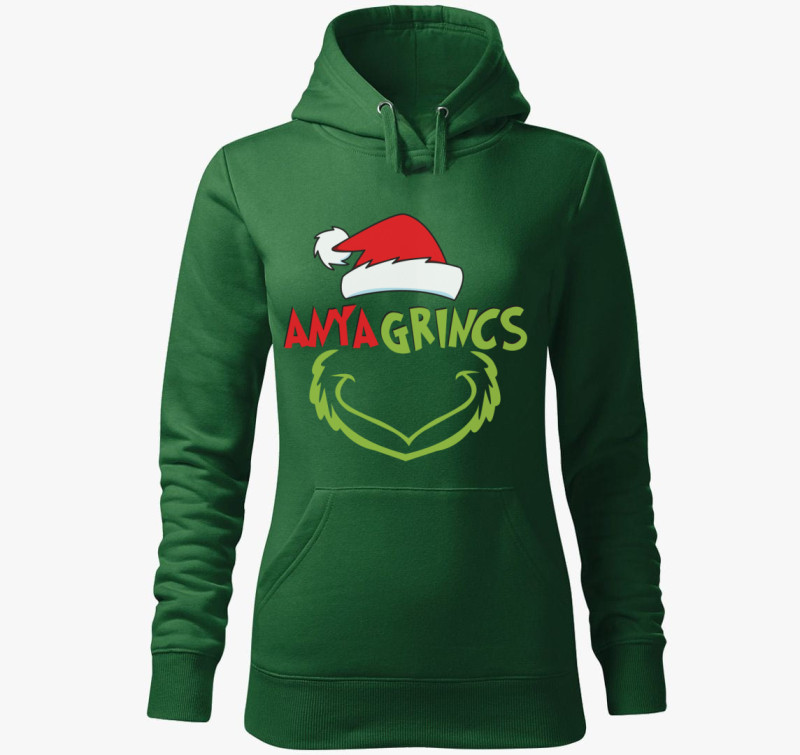 Anya grincs kapucnis pulóver — Üvegzöld