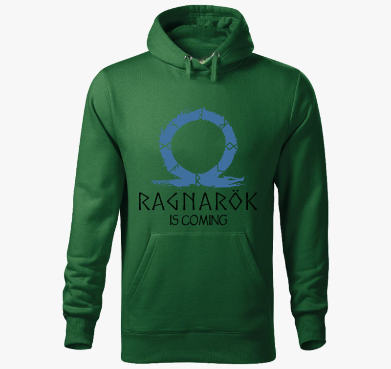 Ragnarok is coming kapucnis pulóver — Üvegzöld