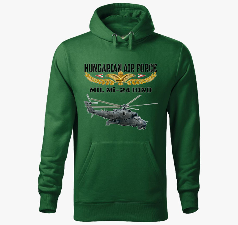 Aranysas Mi-24 kapucnis pulóver — Üvegzöld