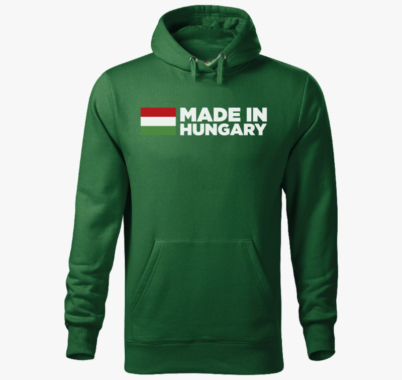 Made in Hungary kapucnis pulóver — Üvegzöld