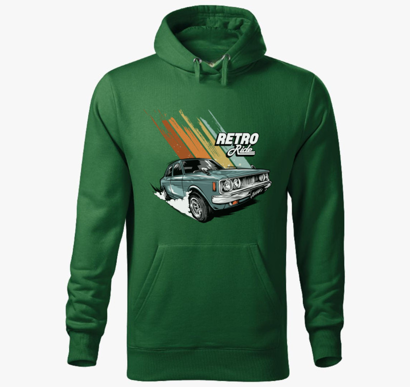 Retro Ride Autós design kapucnis pulóver — Üvegzöld