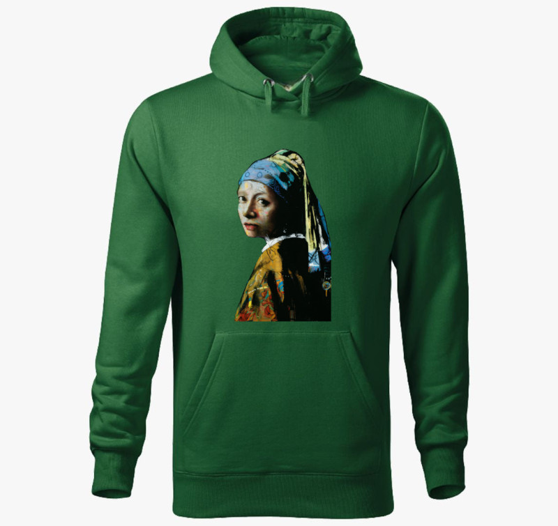 Vermeer graffitis kapucnis pulóver — Üvegzöld