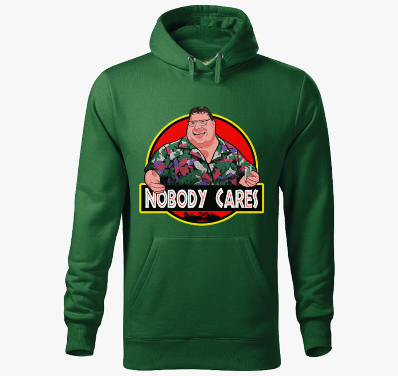 Nobody Cares kapucnis pulóver — Üvegzöld