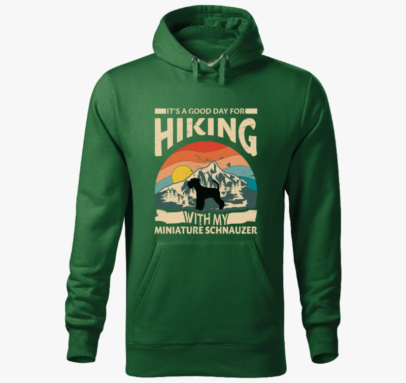 Schnauzer hiking kapucnis pulóver — Üvegzöld