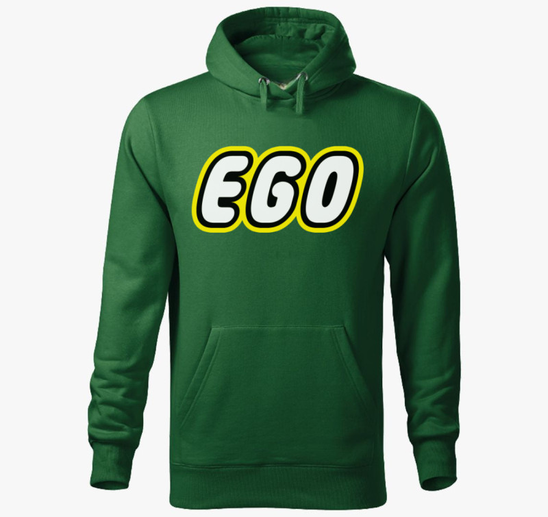 Ego Lego márka paródia kapucnis pulóver — Üvegzöld