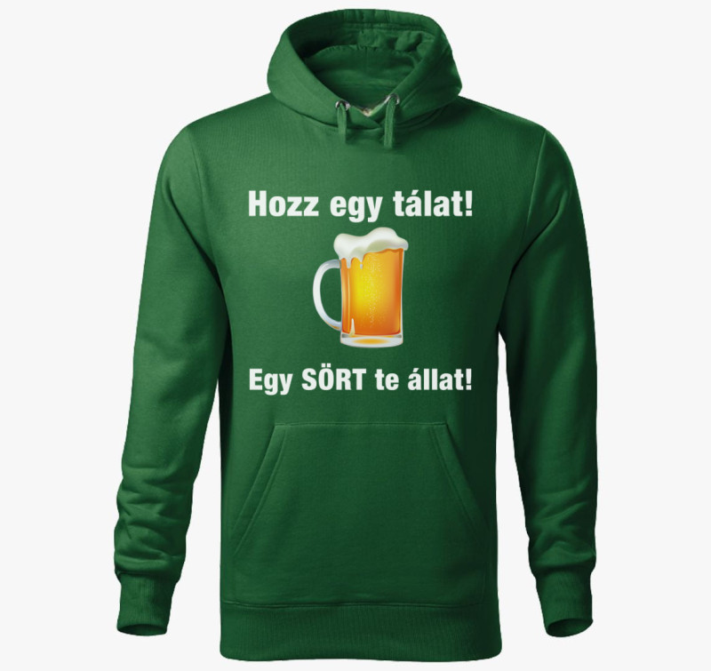 Hozz egy tálat egy sört te állat kapucnis pulóver — Üvegzöld