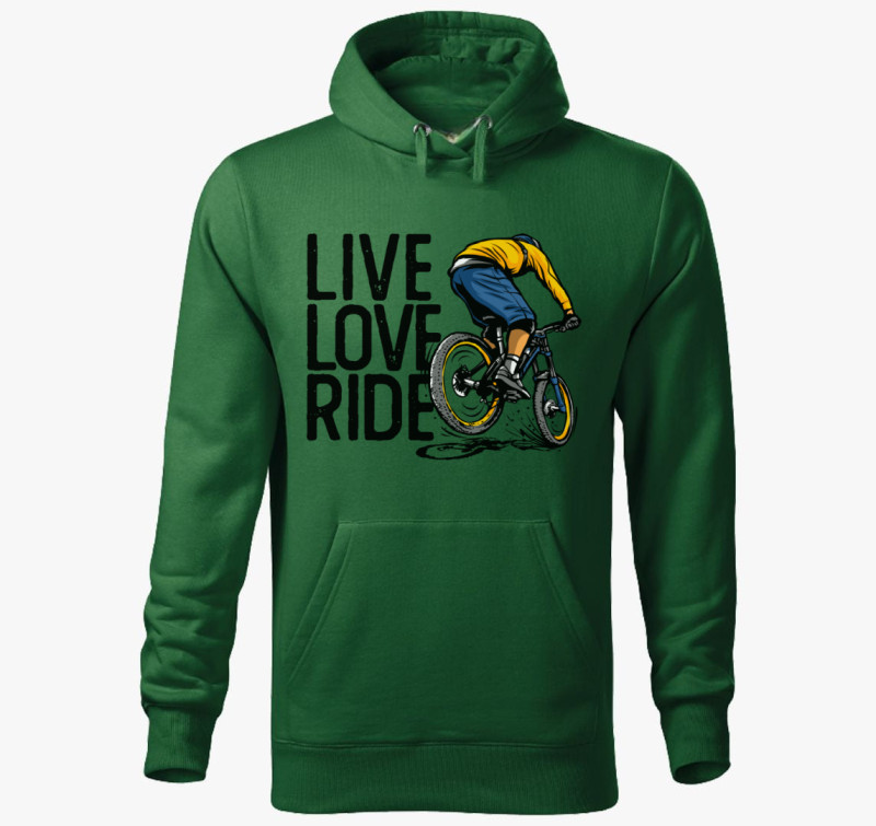 Live love ride kapucnis pulóver — Üvegzöld